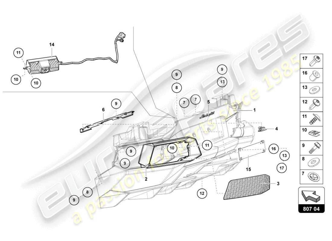 lamborghini lp700-4 coupe (2015) bumper, complete part diagram