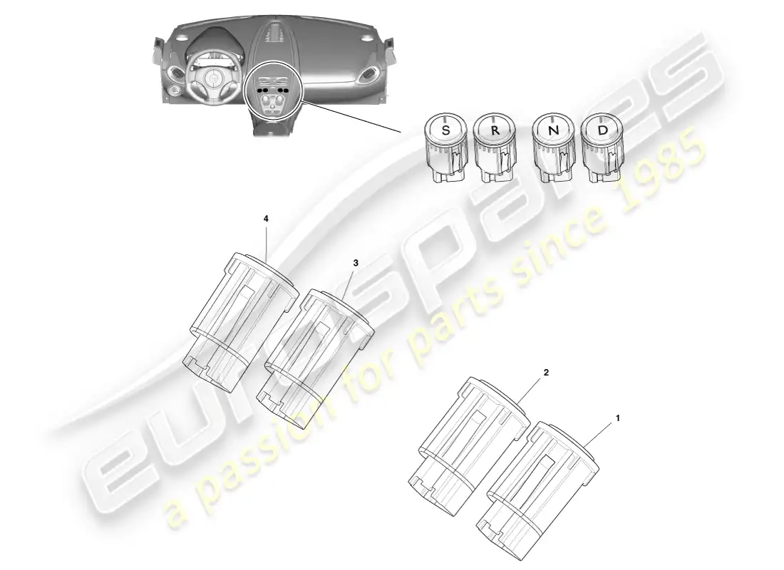 aston martin one-77 (2011) transmission switches parts diagram