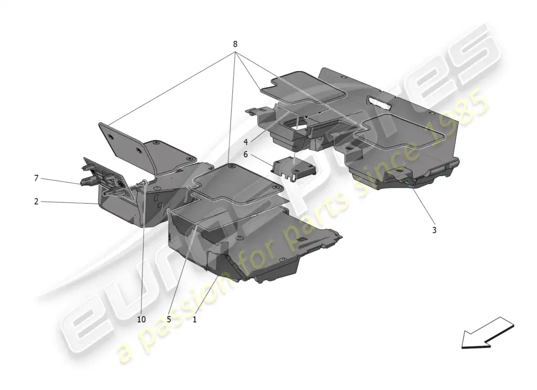 maserati grecale gt (2023) passenger compartment mats parts diagram