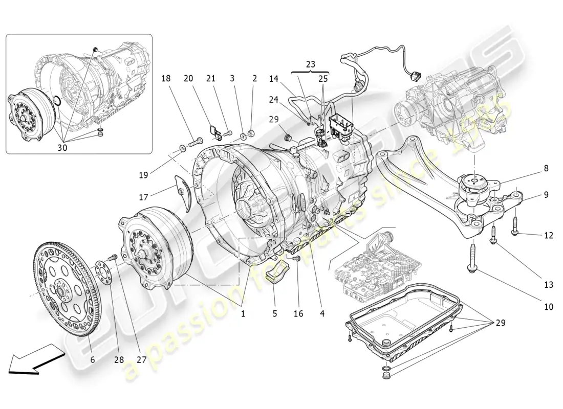 maserati levante modena s (2022) gearbox housings parts diagram