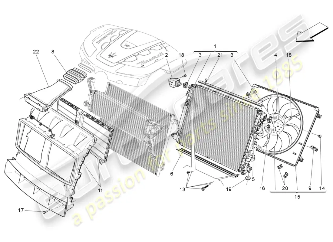 maserati levante (2019) cooling: air radiators and ducts parts diagram
