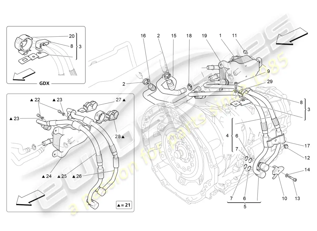 maserati ghibli (2015) lubrication and gearbox oil cooling parts diagram