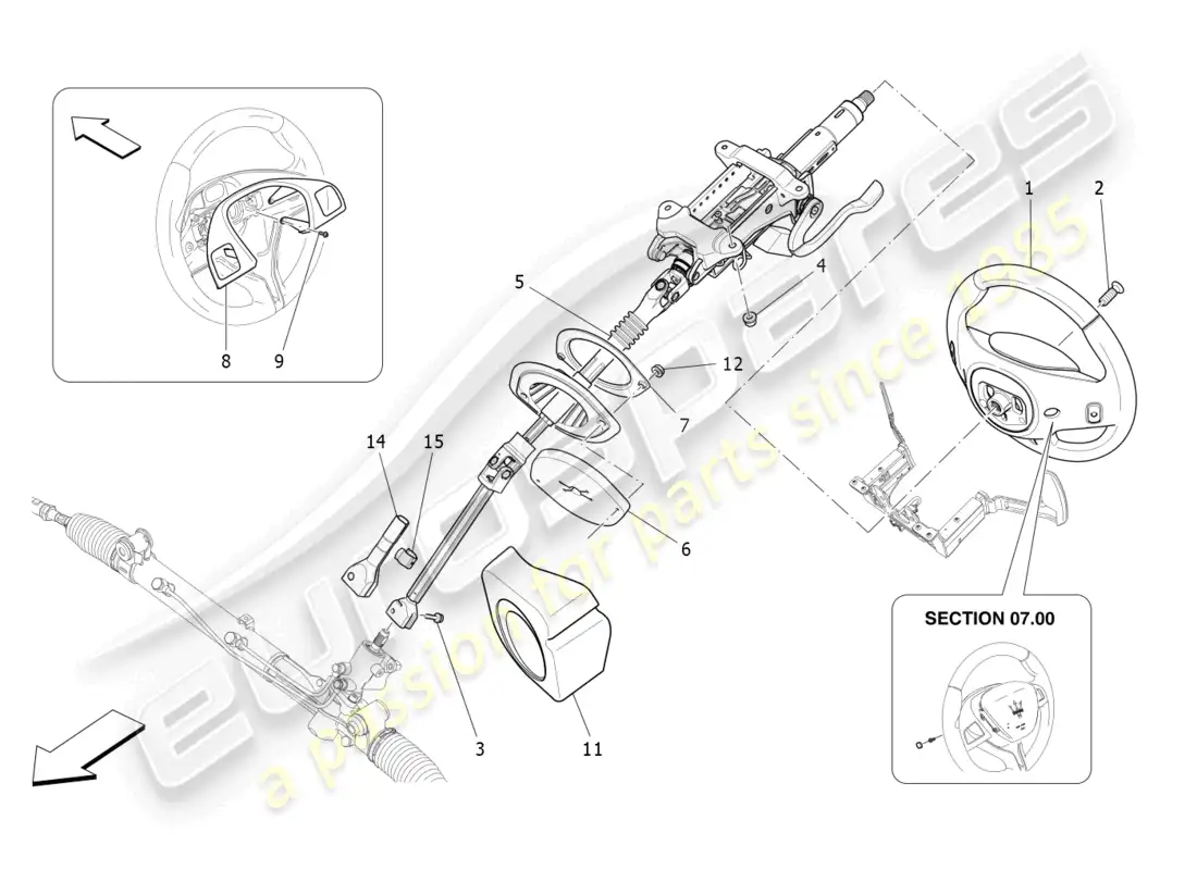 maserati levante (2020) steering column and steering wheel unit parts diagram