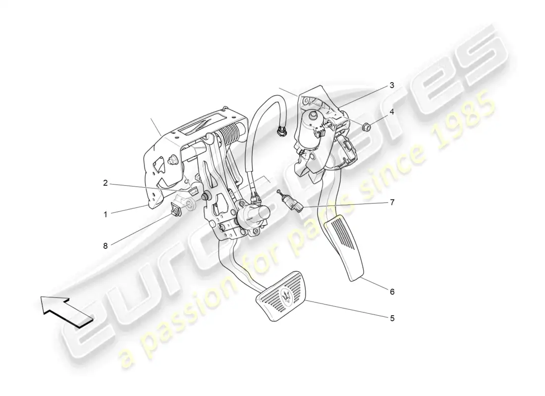 maserati levante (2020) complete pedal board unit parts diagram