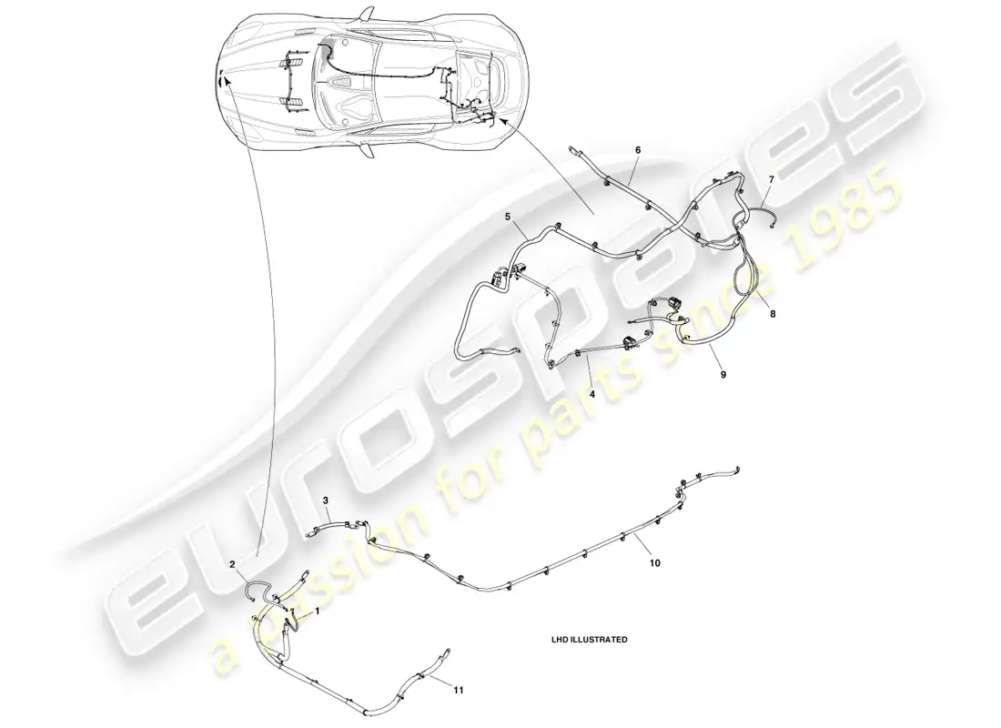 aston martin one-77 (2011) earth harness parts diagram