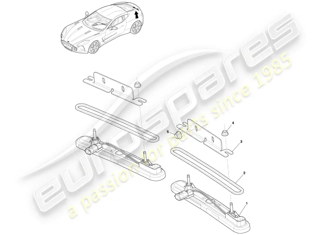 aston martin one-77 (2011) license plate lamps parts diagram