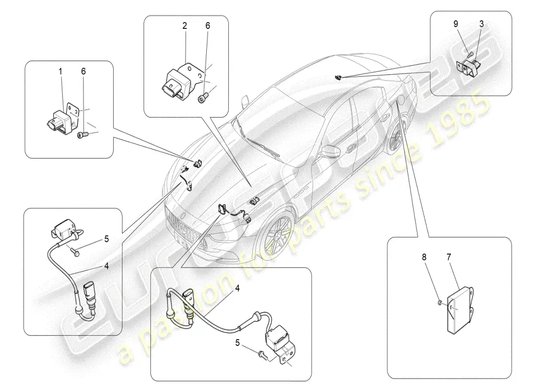 maserati ghibli (2019) electronic control (suspension) parts diagram