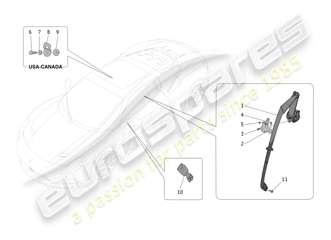 maserati mc20 (2022) seat belts parts diagram