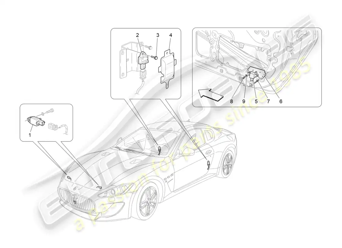 maserati granturismo mc stradale (2012) crash sensors parts diagram