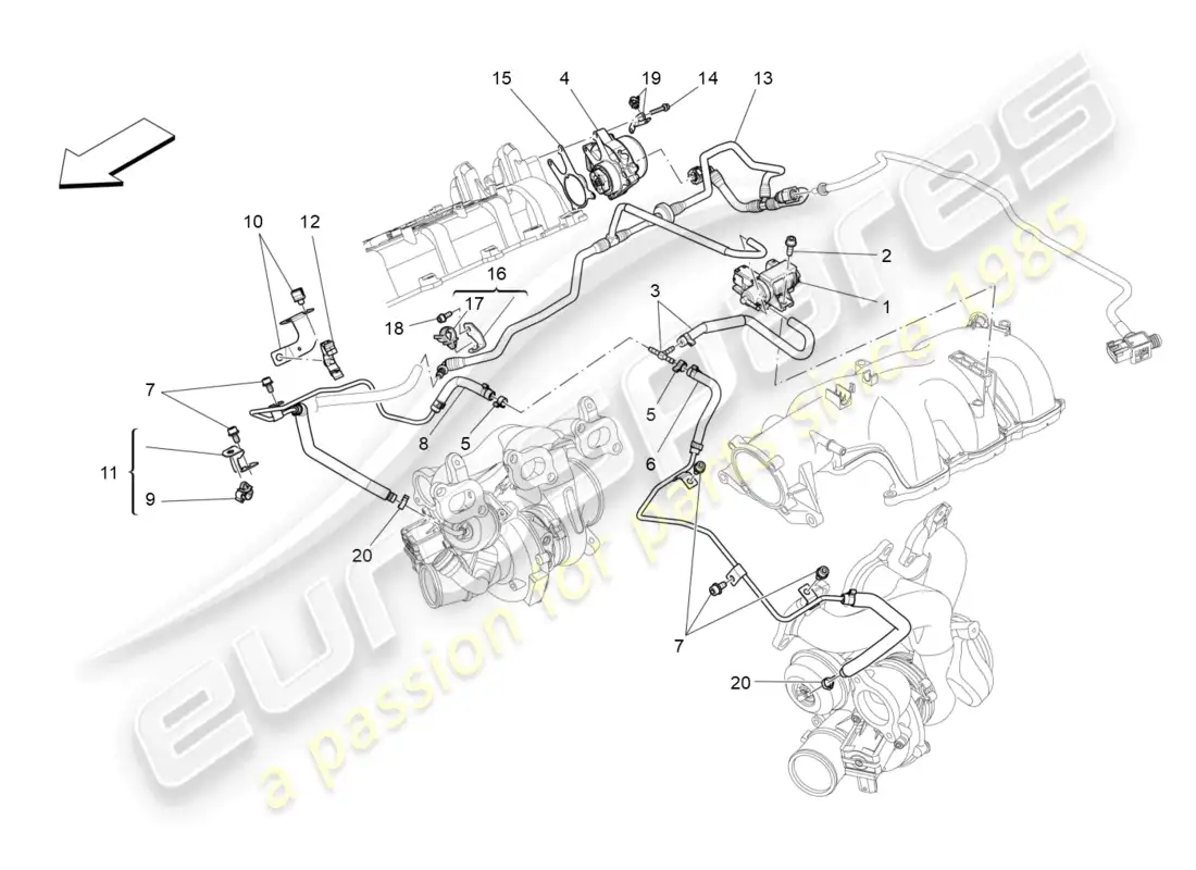 maserati levante zenga (2020) additional air system parts diagram