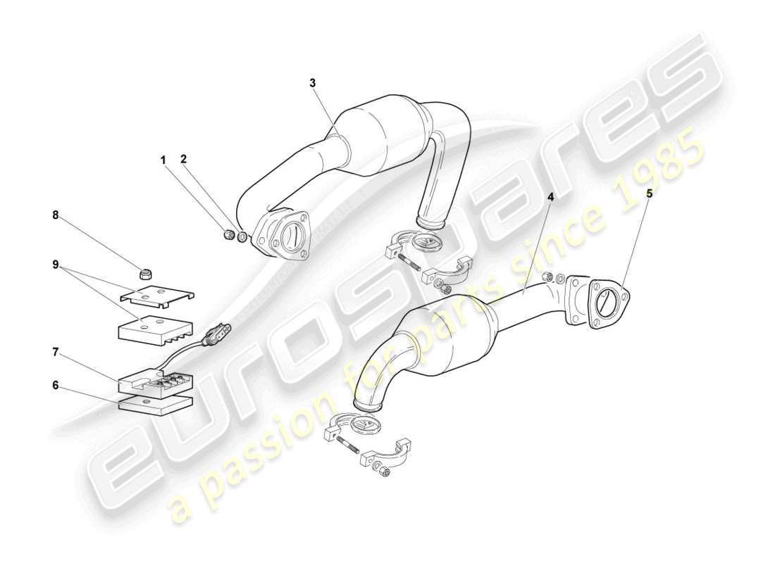 lamborghini murcielago roadster (2006) exhaust system part diagram