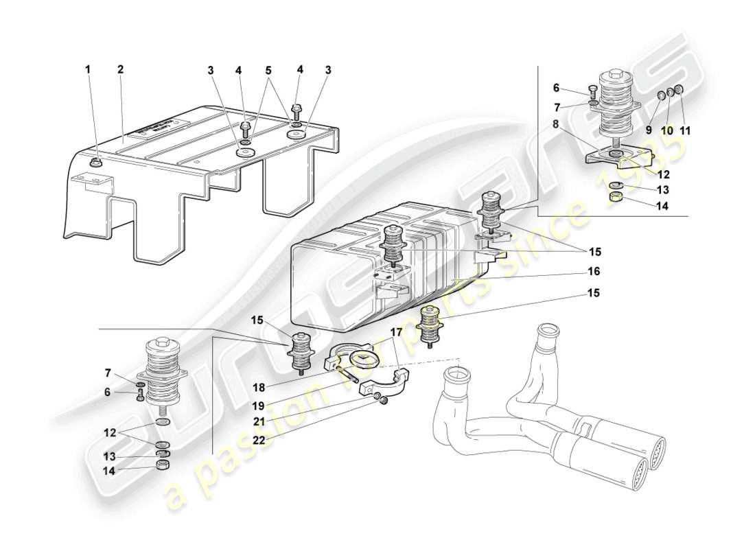 lamborghini murcielago roadster (2006) rear silencer part diagram