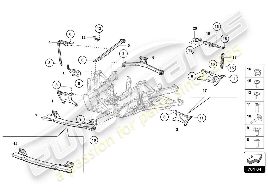 lamborghini lp720-4 coupe 50 (2014) trim frame rear part parts diagram