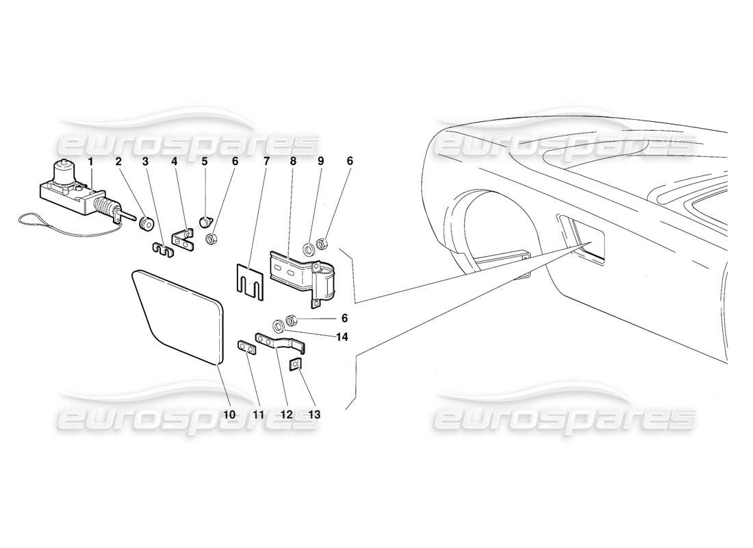 lamborghini diablo (1991) fuel cap parts diagram