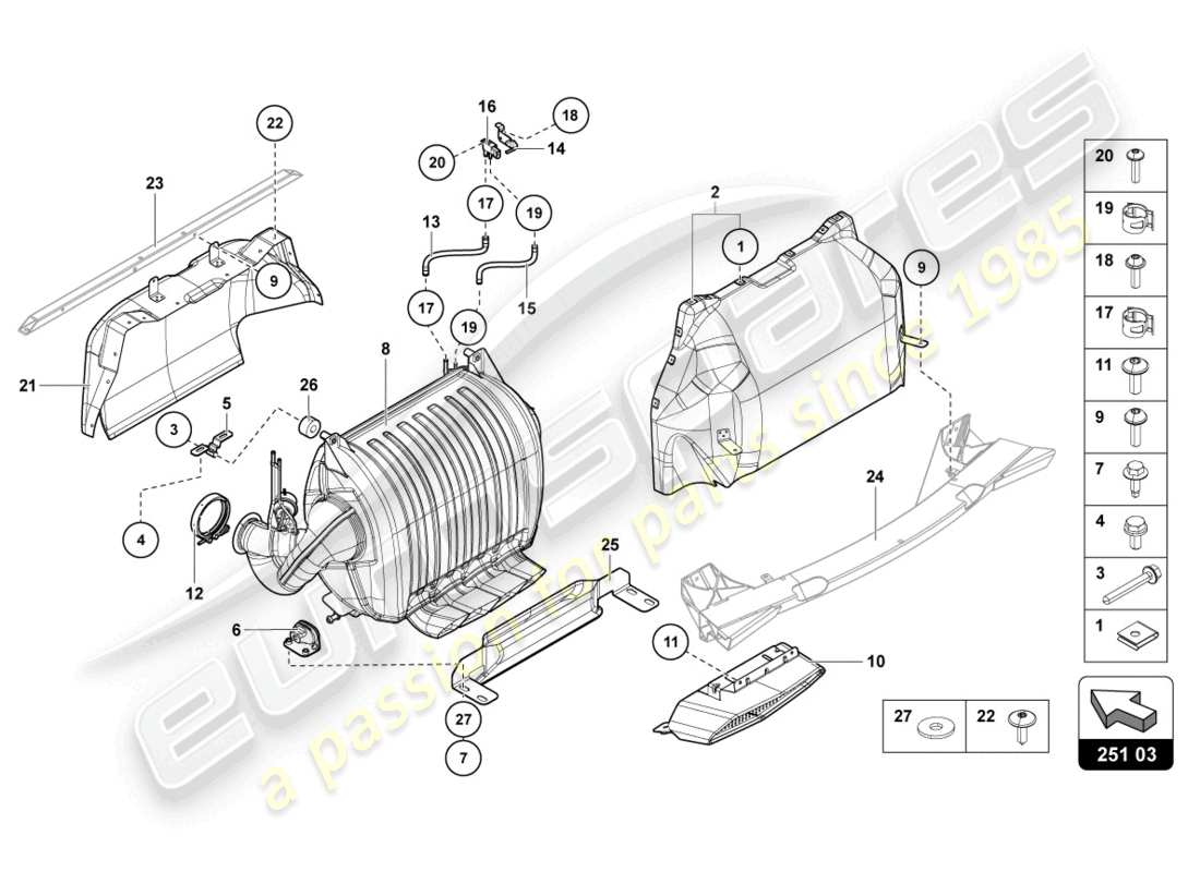 lamborghini 2016 (lp700-4 roadster) silencer with catalyst parts diagram