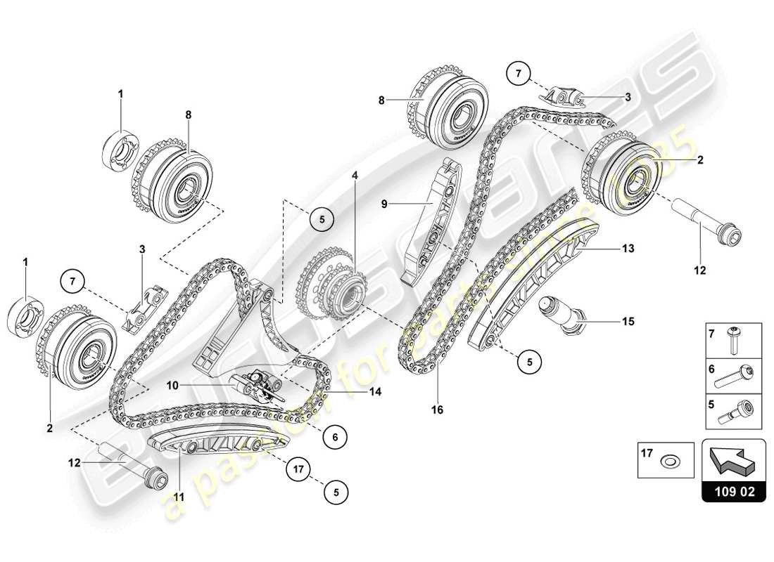 lamborghini 2014 (lp720-4 coupe 50) timing chain part diagram
