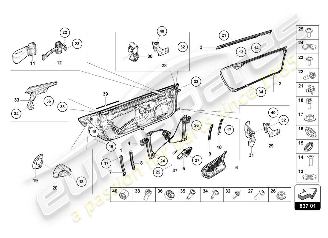 lamborghini evo spyder (2020) doors part diagram