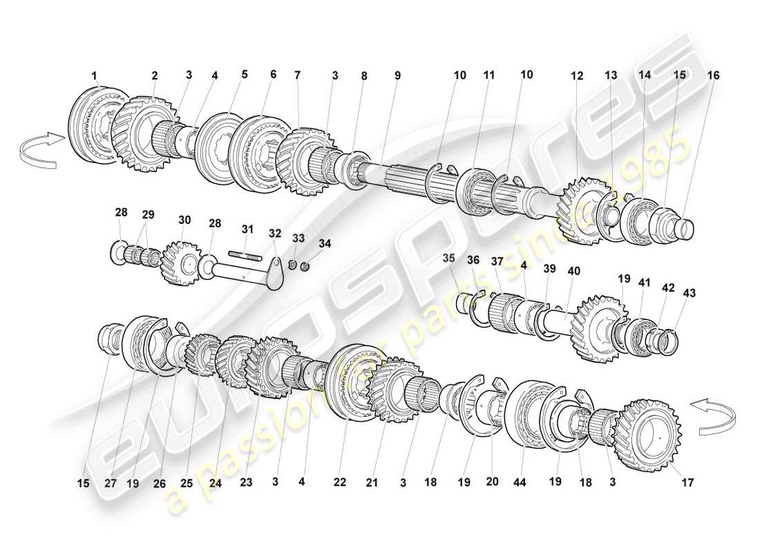 lamborghini murcielago coupe (2002) output shaft part diagram