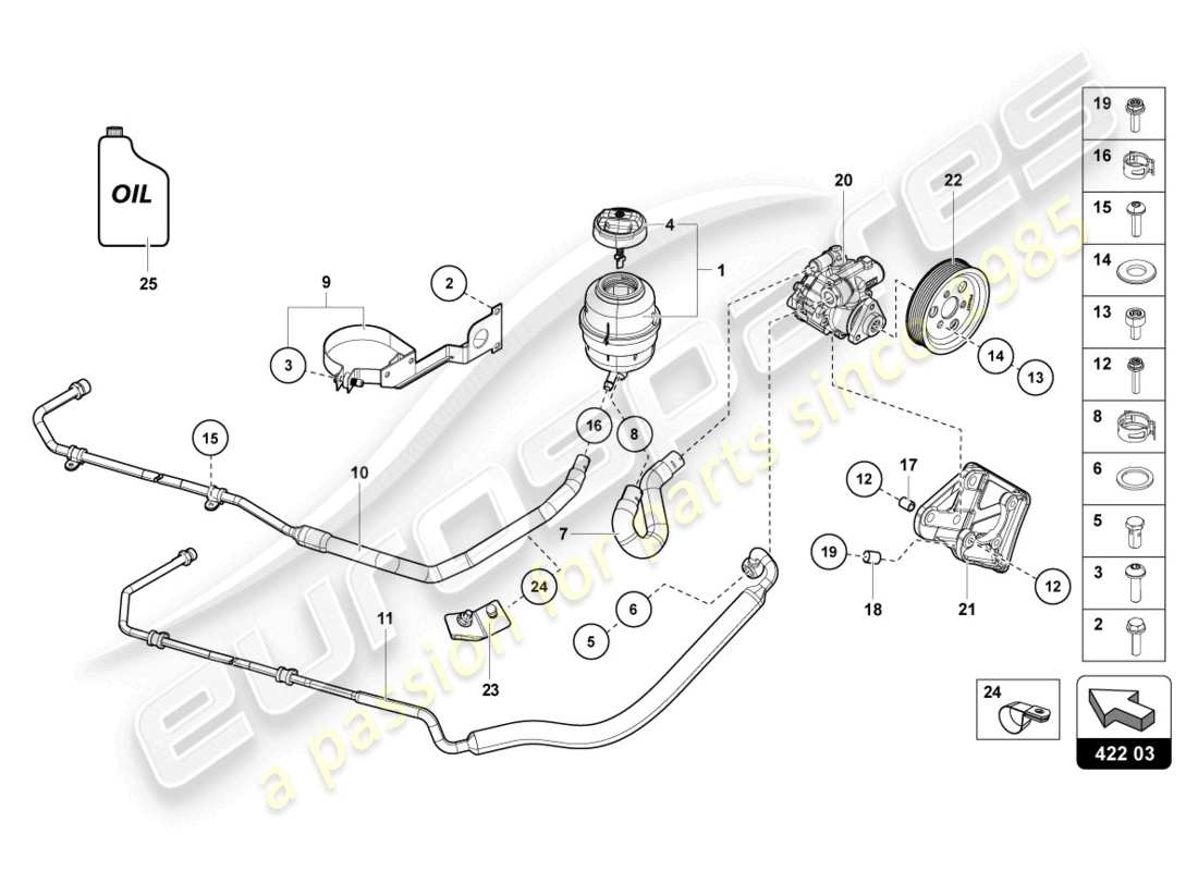 lamborghini lp740-4 s roadster (2018) electric power steering pump part diagram