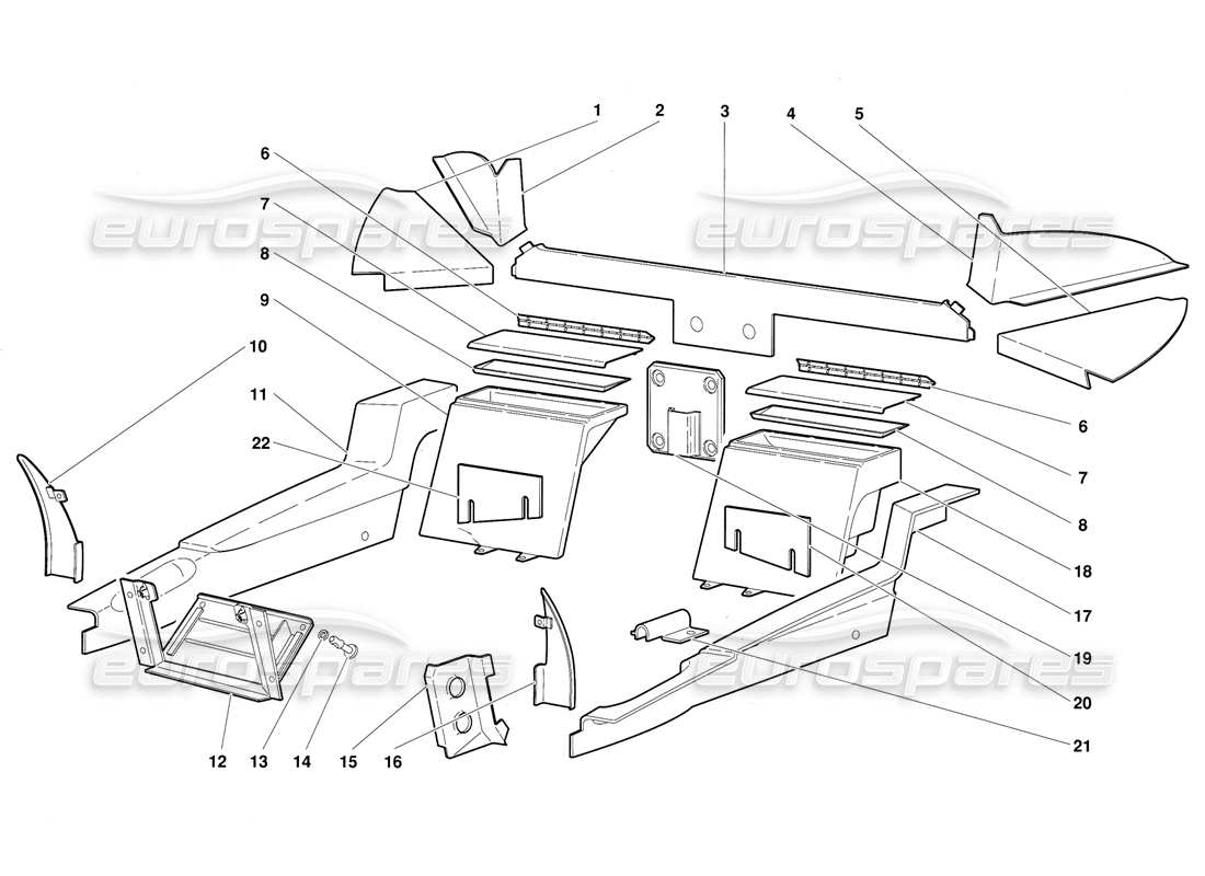 lamborghini diablo (1991) passenger compartment trim parts diagram