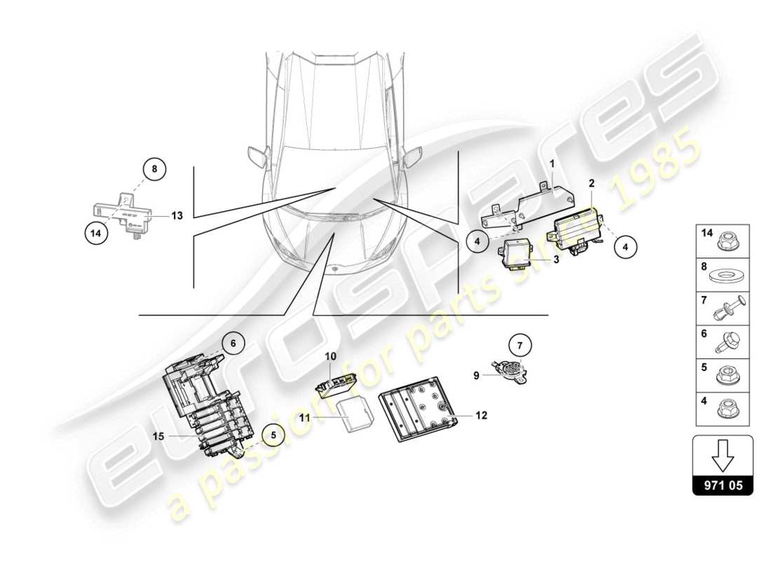 lamborghini evo spyder (2020) control unit part diagram