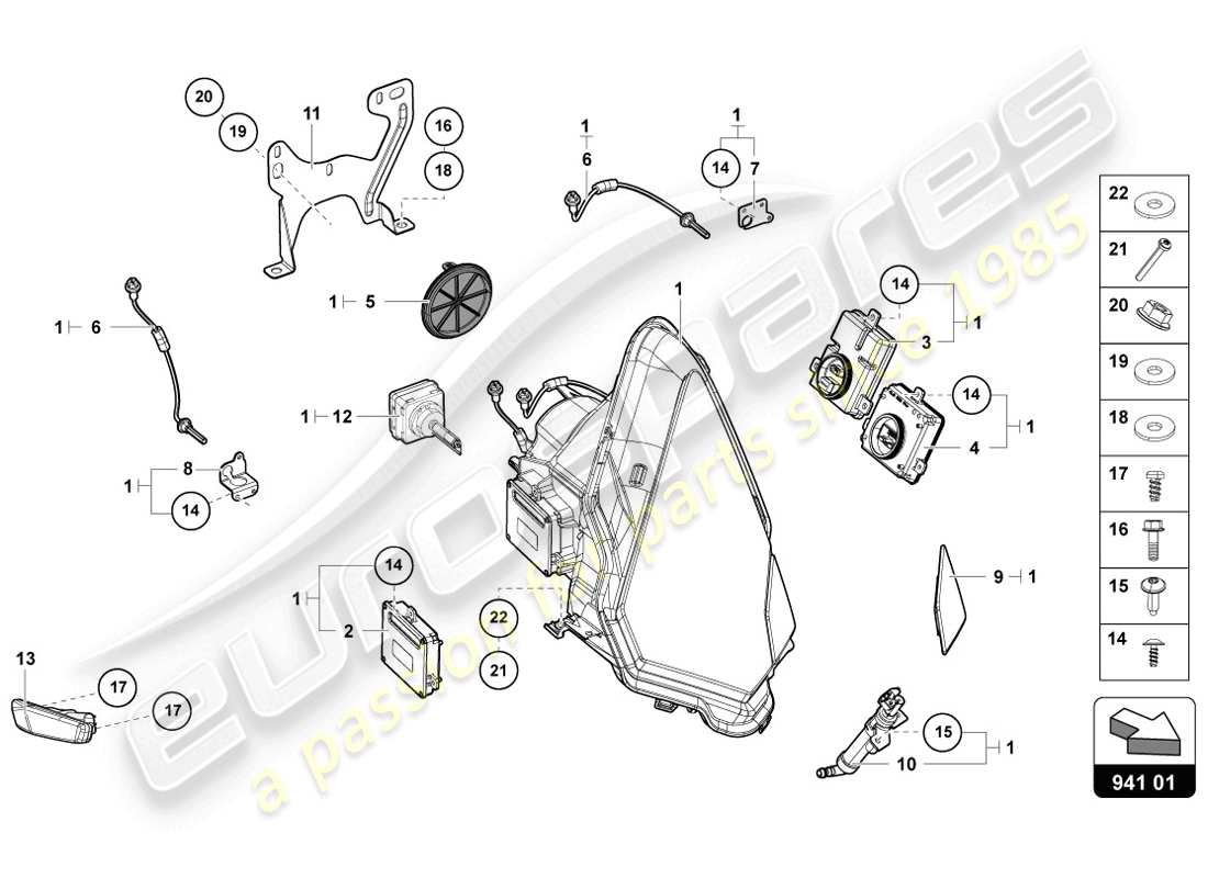 lamborghini lp720-4 coupe 50 (2014) headlights parts diagram