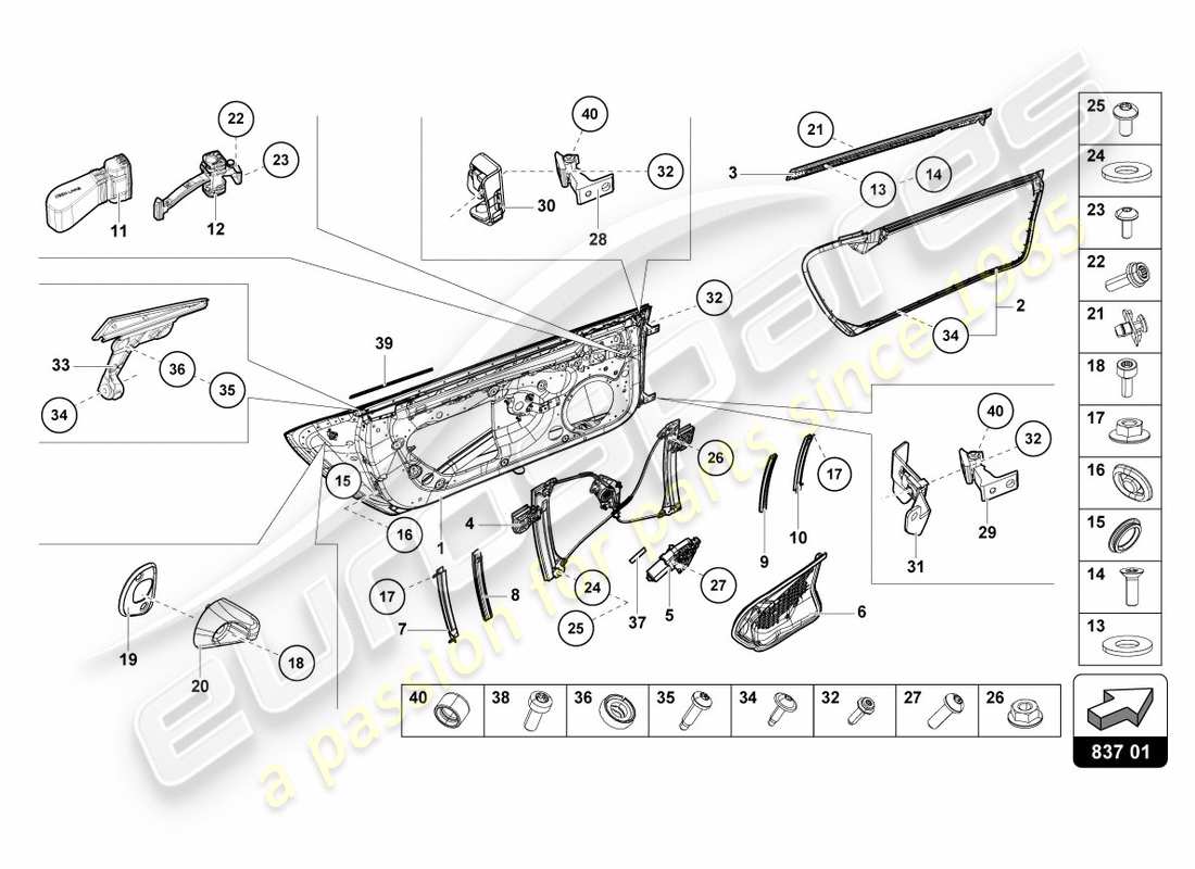 lamborghini 2017 (lp580-2 spyder) doors part diagram