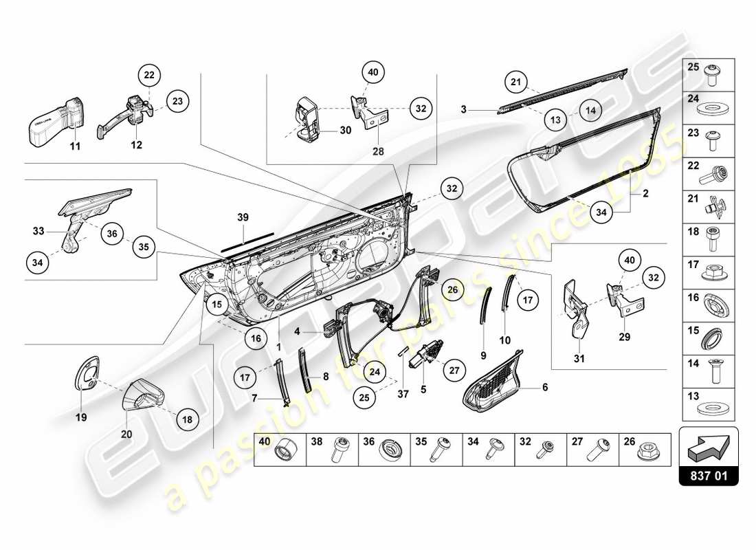 lamborghini lp580-2 coupe (2019) doors part diagram