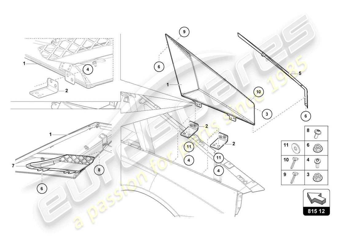 lamborghini lp740-4 s coupe (2021) air duct cardboard parts diagram