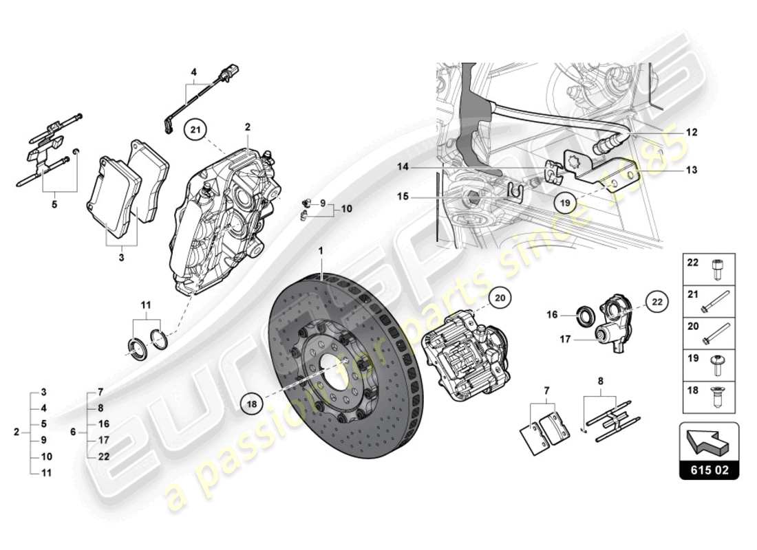 lamborghini lp740-4 s roadster (2018) brake disc rear parts diagram