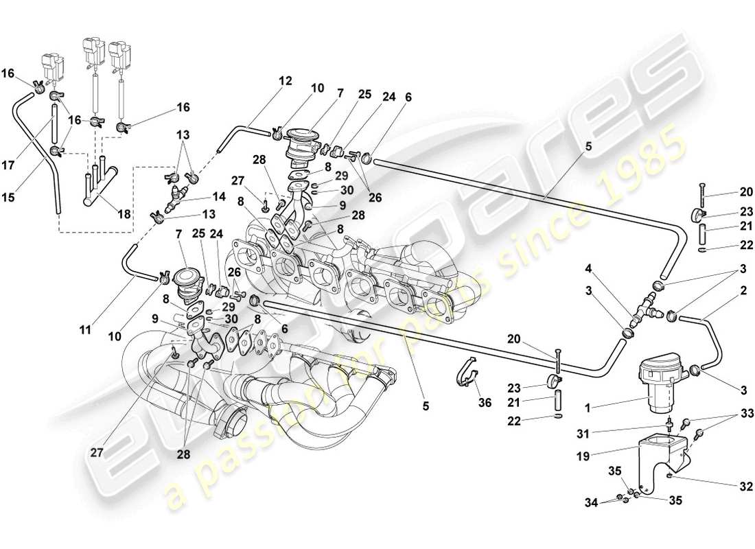 lamborghini murcielago roadster (2006) secondary air pump part diagram