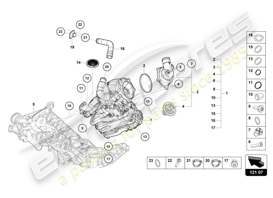 lamborghini evo spyder (2020) oil pump parts diagram