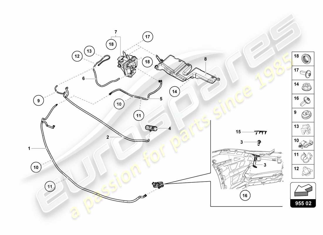 lamborghini 2017 (lp610-4 spyder) headlight washer system part diagram