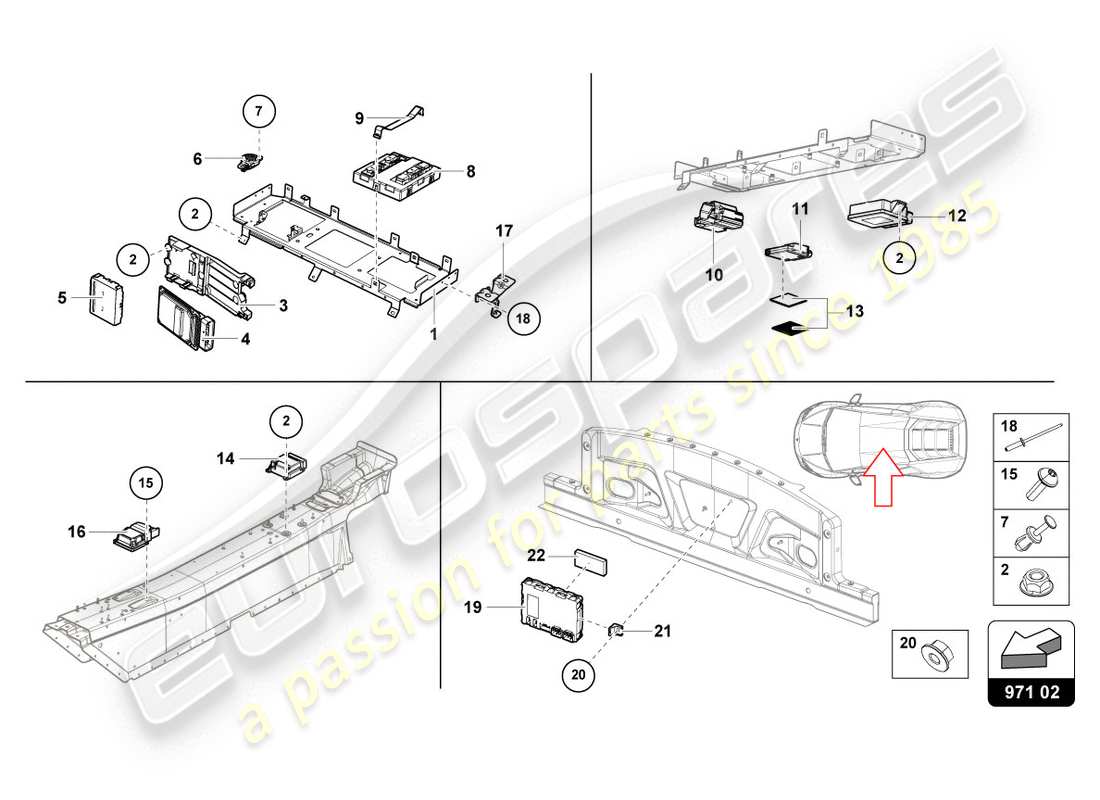 lamborghini 2020 (evo coupe) control unit part diagram