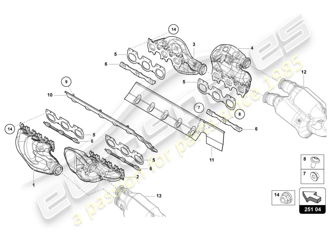 lamborghini 2020 (lp770-4 svj coupe) exhaust system part diagram
