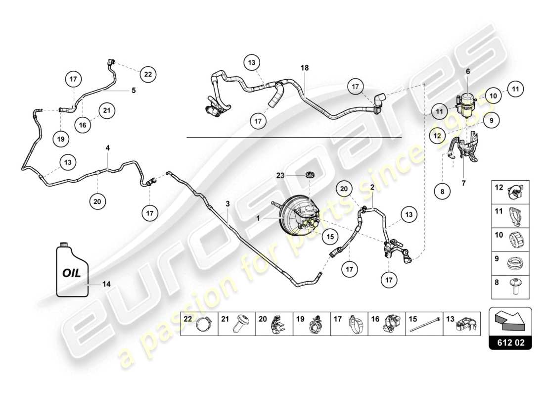 lamborghini 2020 (evo spyder) hydraulic system for brake servo part diagram