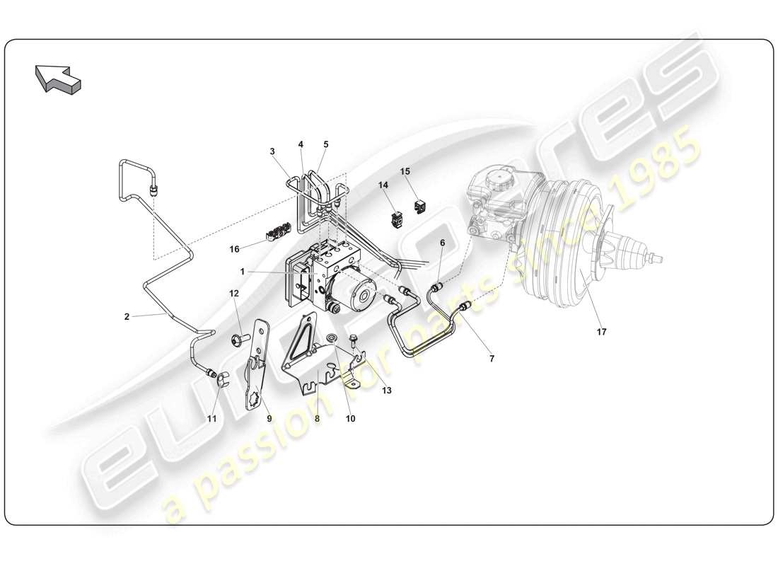 lamborghini super trofeo (2009-2014) brake system parts diagram