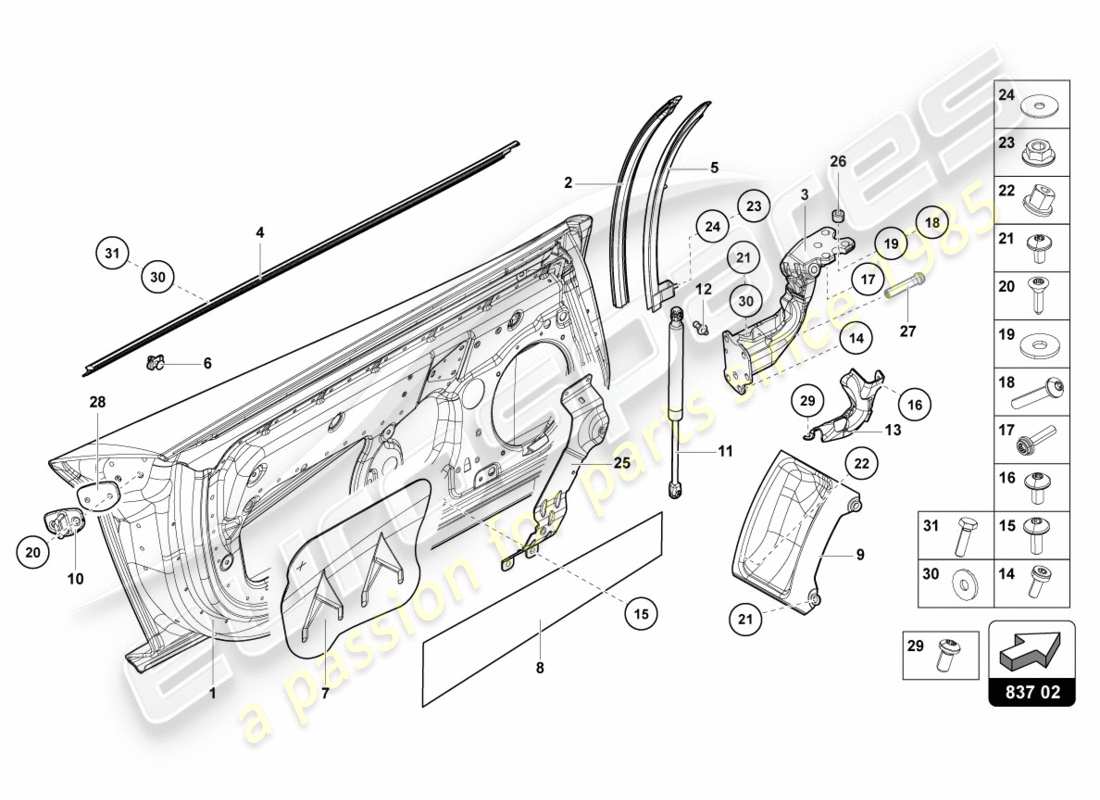 lamborghini 2012 (lp700-4 coupe)) driver and passenger door parts diagram