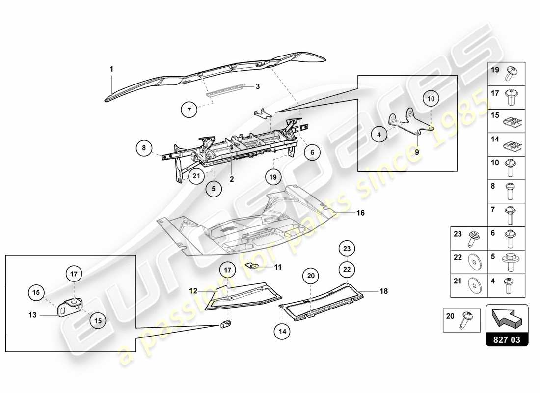 lamborghini lp700-4 coupe (2012) rear spoiler parts diagram