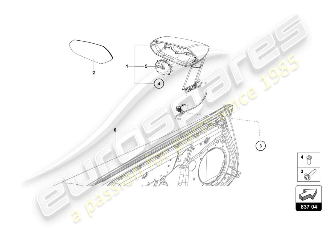 lamborghini 2018 (lp740-4 s roadster) exterior mirror part diagram