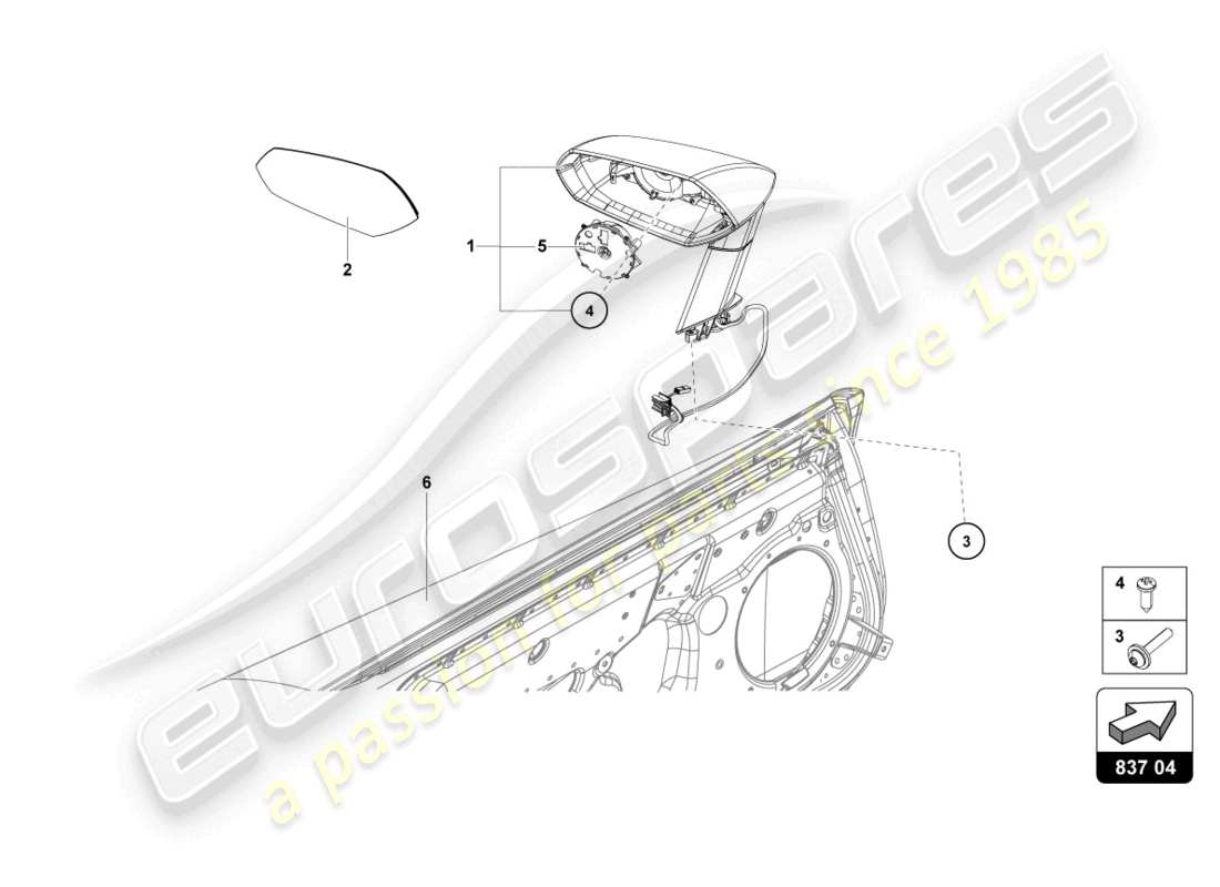 lamborghini lp740-4 s roadster (2018) exterior mirror parts diagram