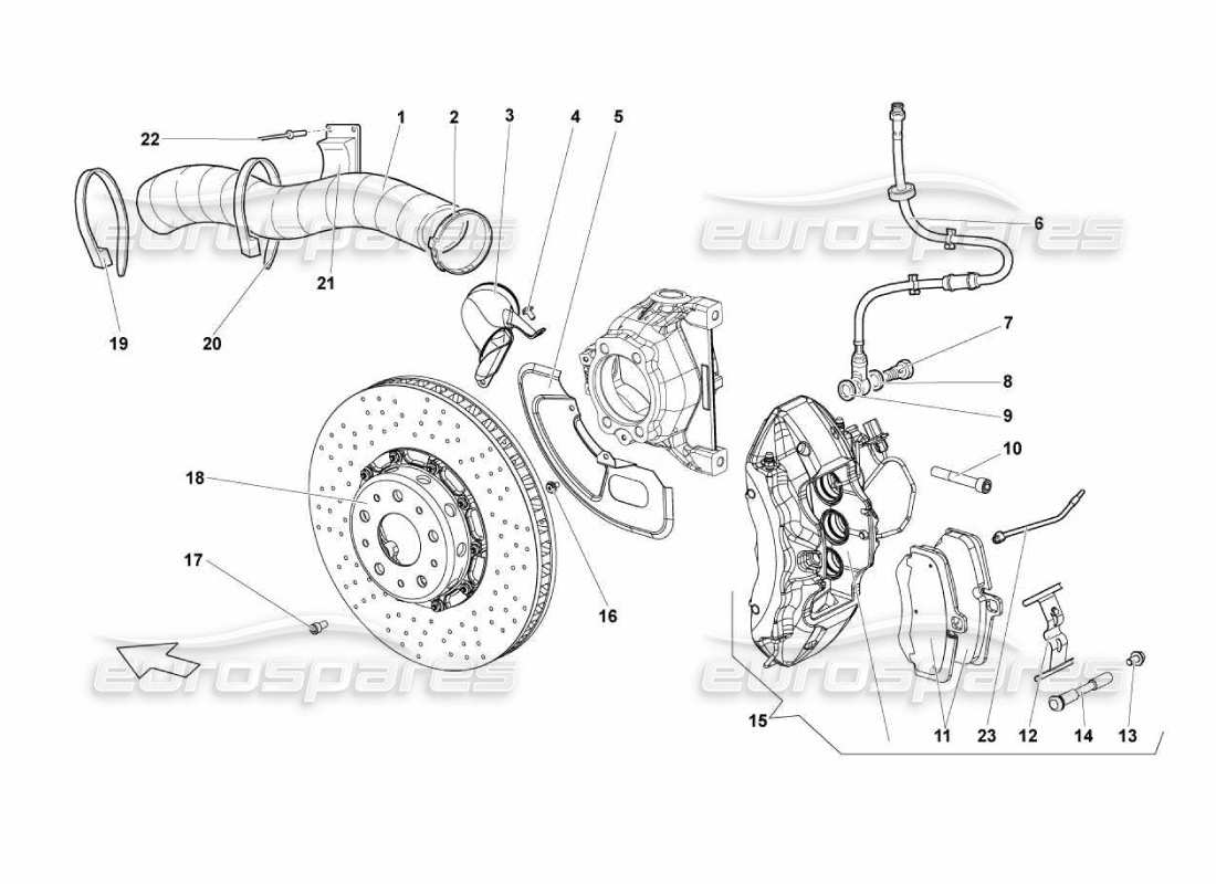 lamborghini murcielago lp670 front brakes - carboceramic parts diagram