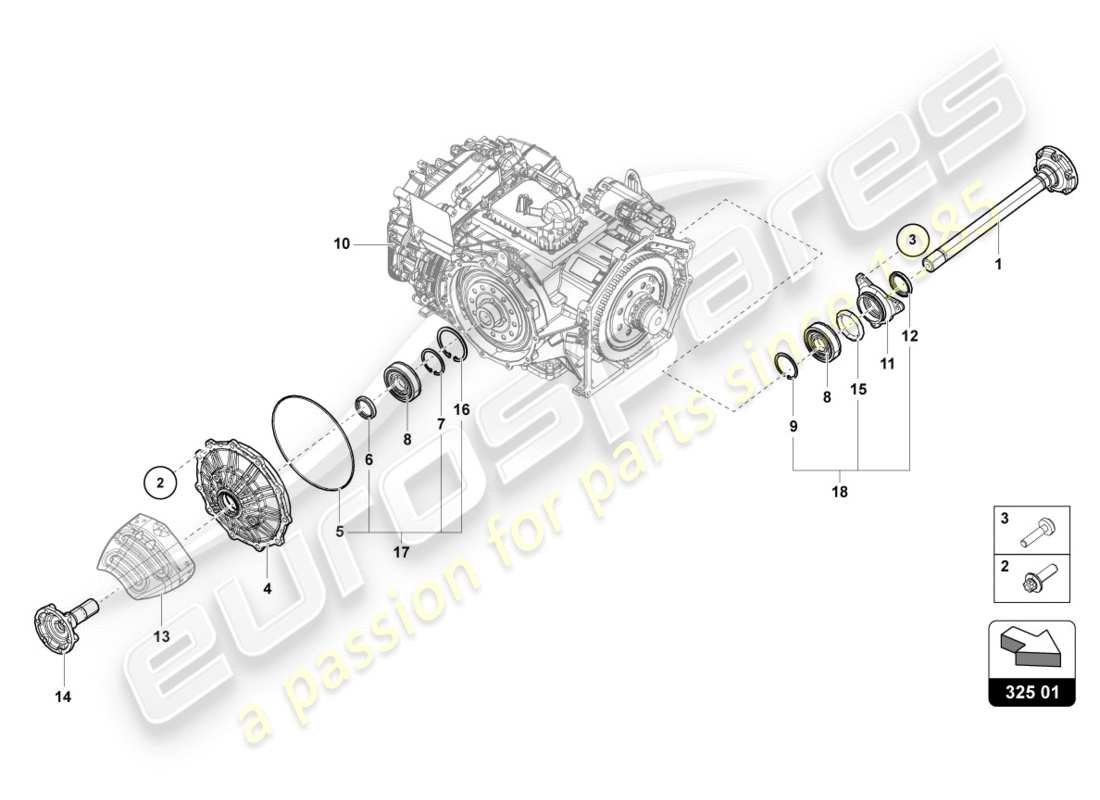 lamborghini 2018 (lp580-2 spyder) flanged shaft with bearing part diagram