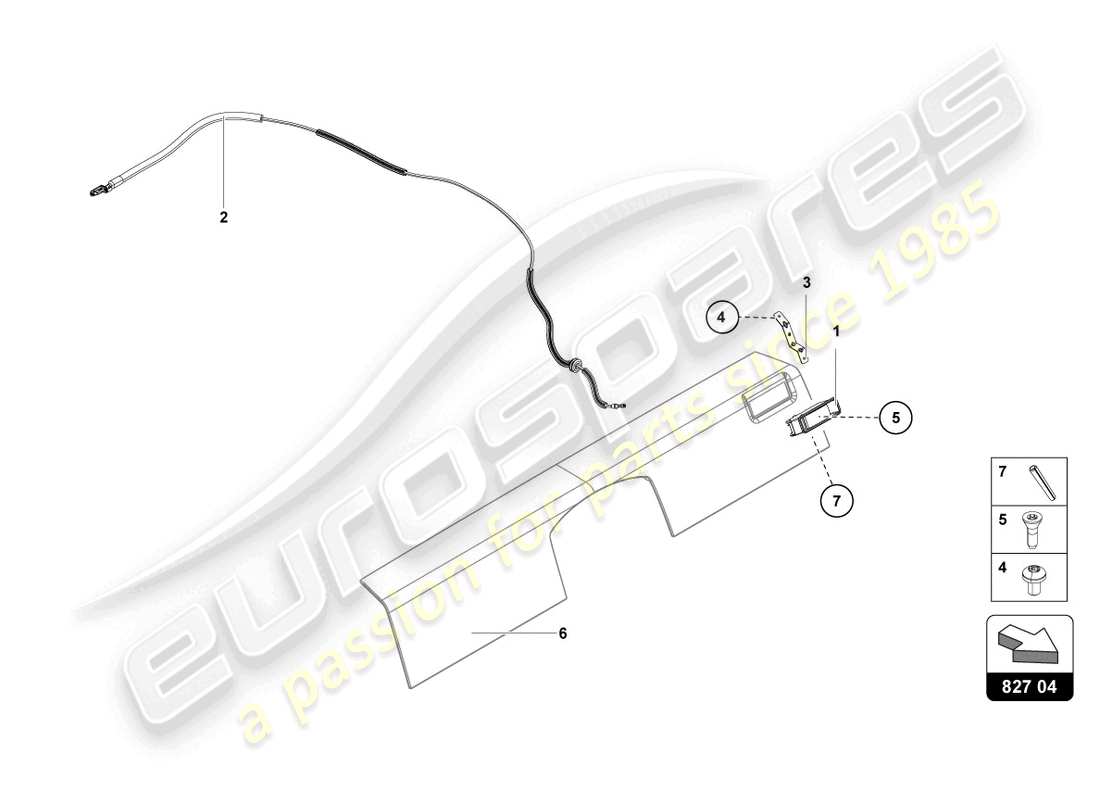 lamborghini lp740-4 s roadster (2019) release lever part diagram