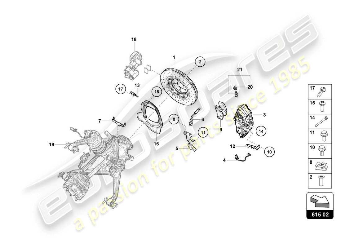 lamborghini evo spyder (2020) ceramic brake disc parts diagram