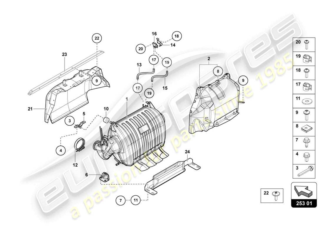 lamborghini lp750-4 sv roadster (2016) silencer with catalyst part diagram