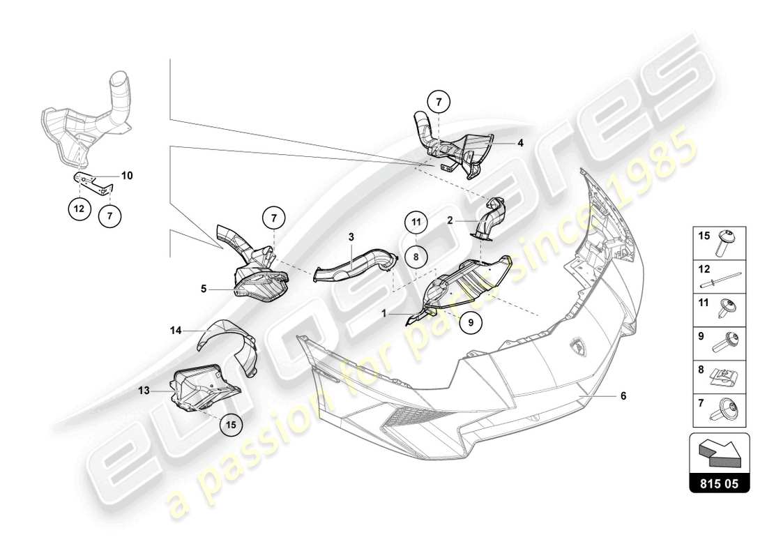 lamborghini lp750-4 sv coupe (2015) air duct cardboard parts diagram