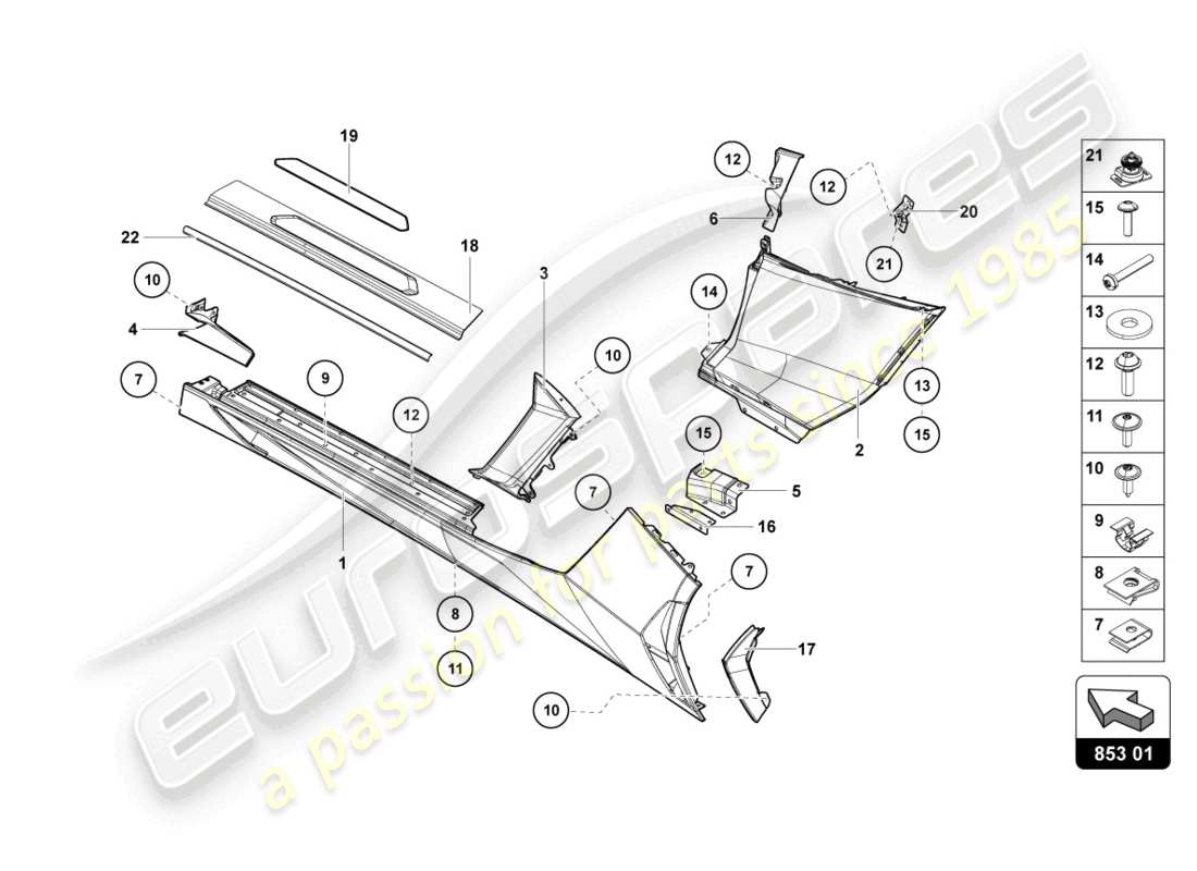lamborghini 2015 (lp750-4 sv coupe) lower external side member for wheel housing part diagram