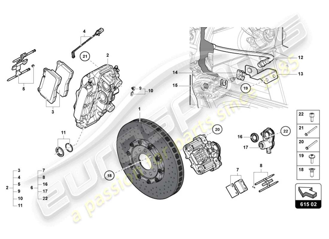 lamborghini 2021 (lp770-4 svj roadster) brake disc rear parts diagram