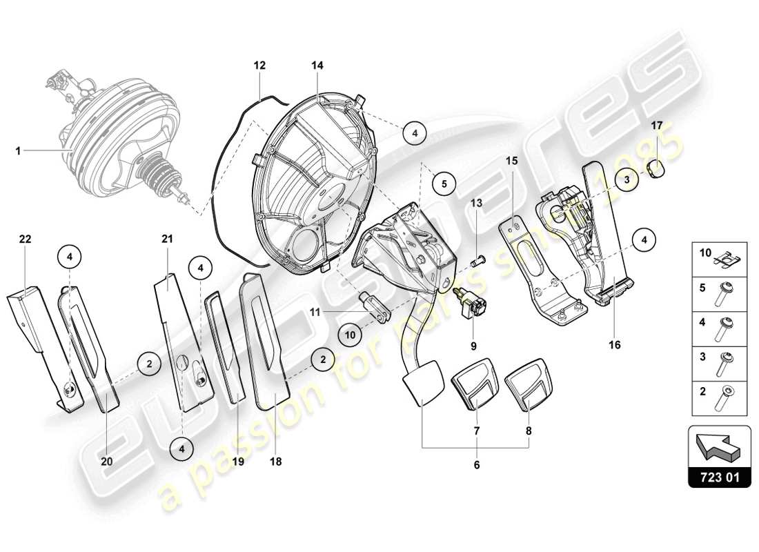 lamborghini 2014 (lp720-4 coupe 50) brake and accel lever mech part diagram